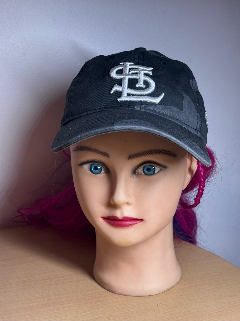 Kids Black Camo Baseball Cap with White Logo